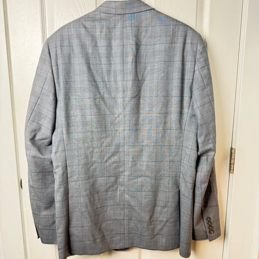 Hart Schaffner Marx Blazer Mens 44L Gray Glen Plaid Sport Coat Made in USA
